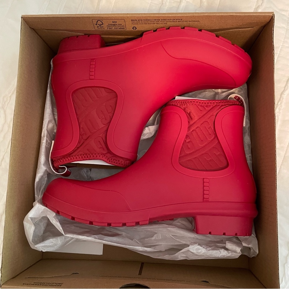 NWT UGG Chevonne Rain Boots - Red - Picture 4 of 7